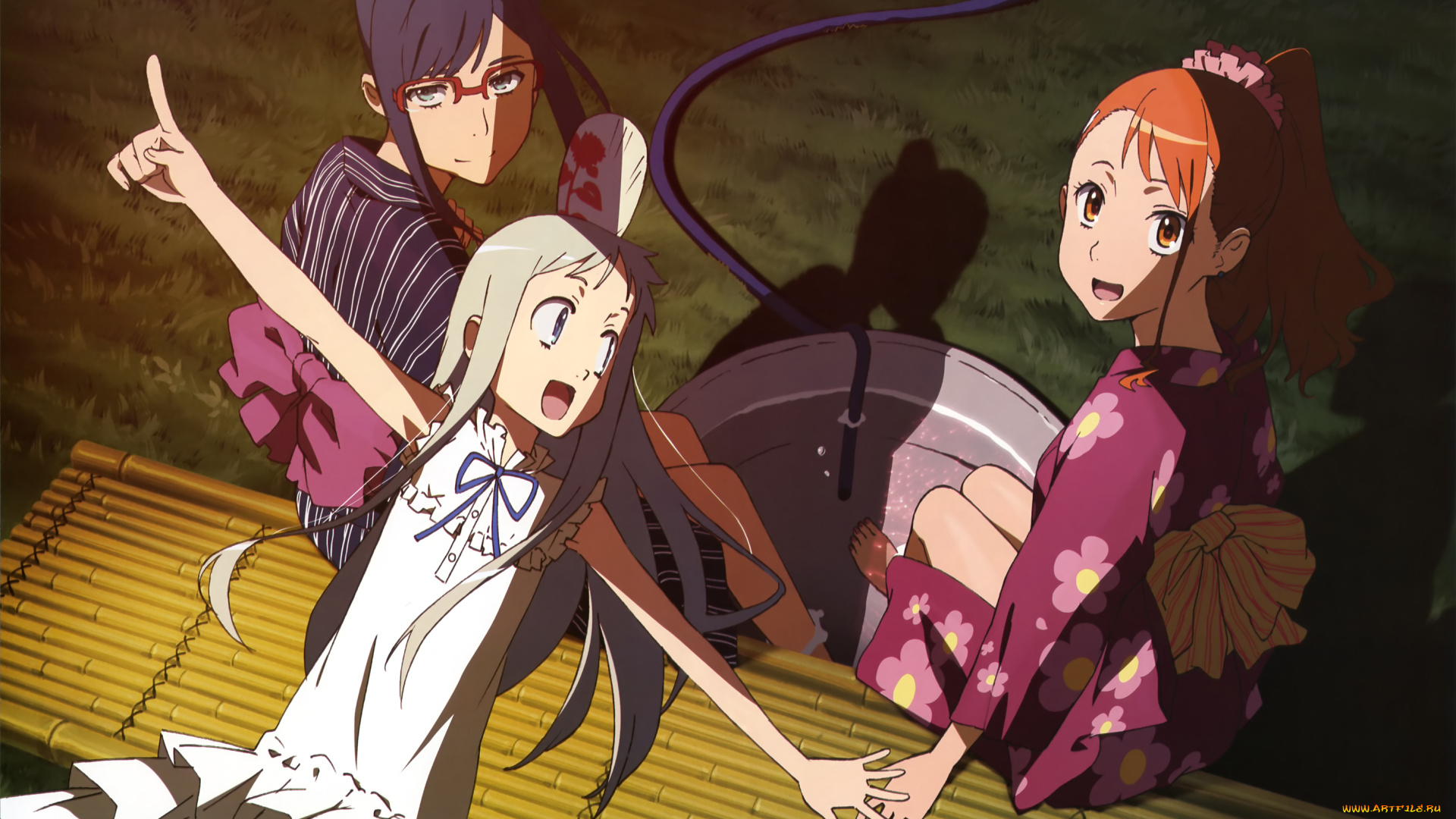 аниме, anohana, фон, взгляд, девушки