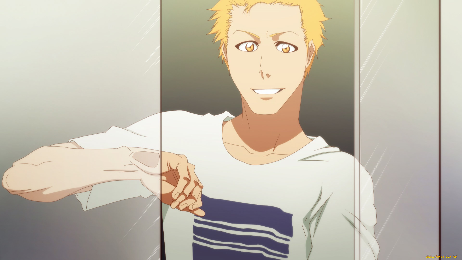 аниме, bleach, парень, взгляд, фон