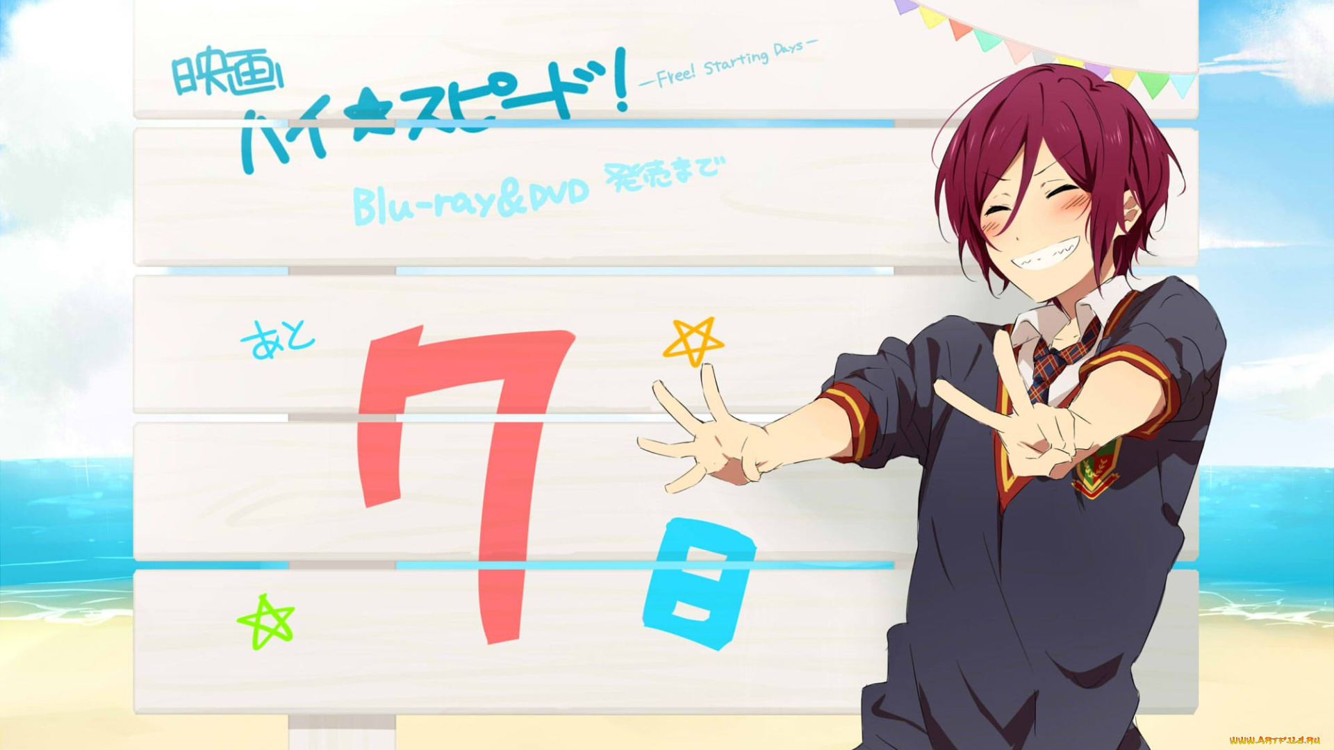 аниме, free, парень, взгляд, фон