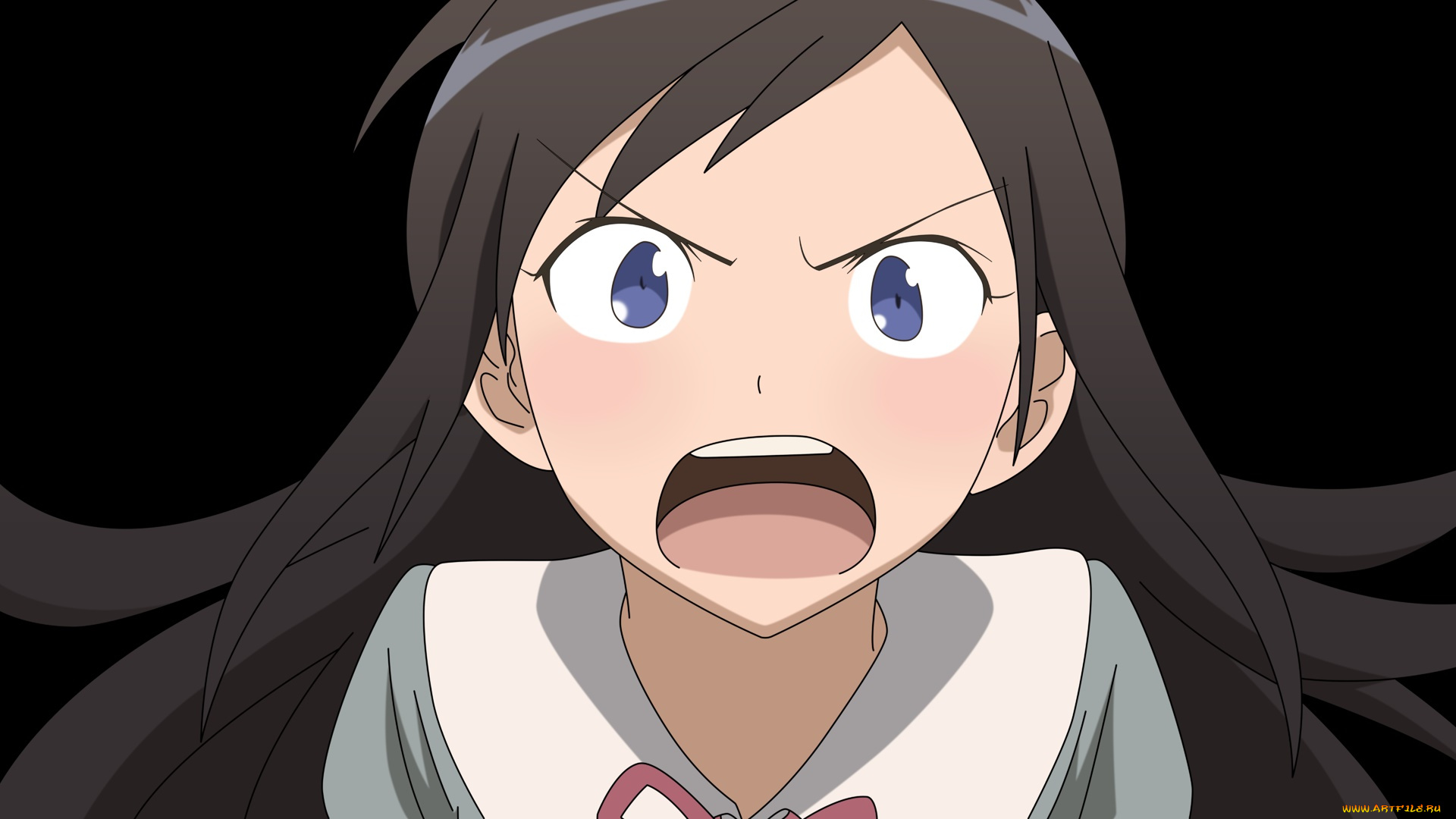 аниме, oreimo, девушка, взгляд, фон