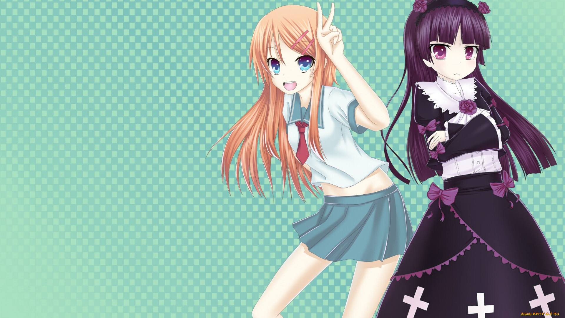 аниме, oreimo, девушки, фон, взгляд