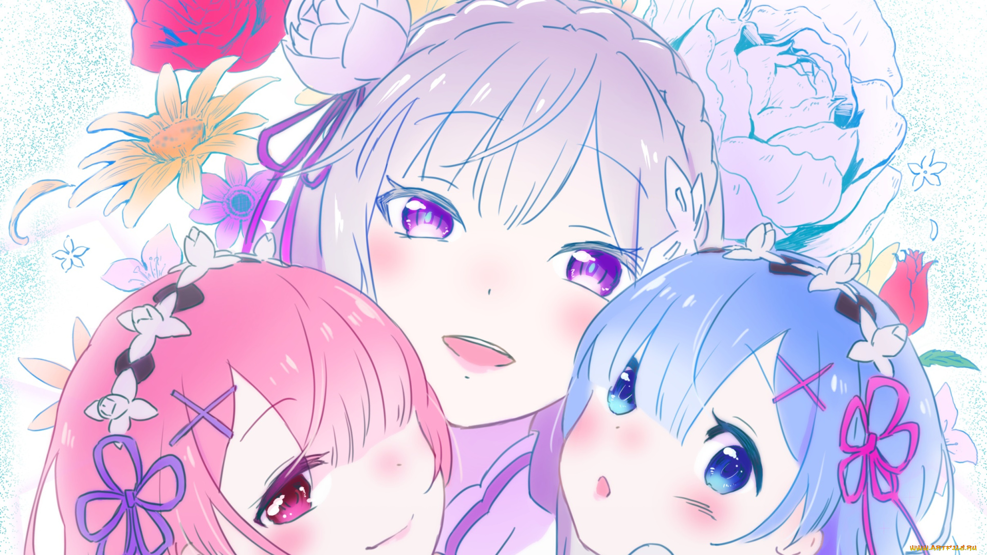 аниме, re, , zero, kara, hajimeru, isekai, seikatsu, рем, рам, эмилия