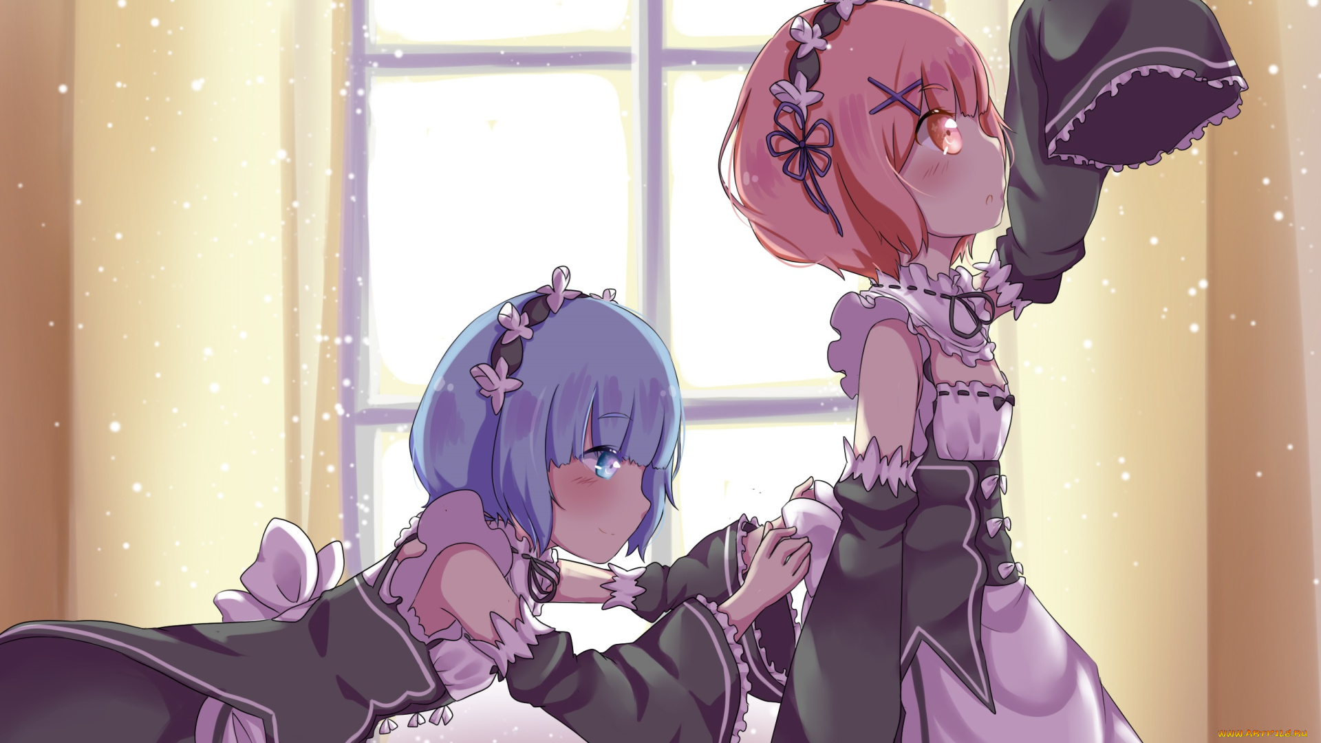 аниме, re, , zero, kara, hajimeru, isekai, seikatsu, рем, рам