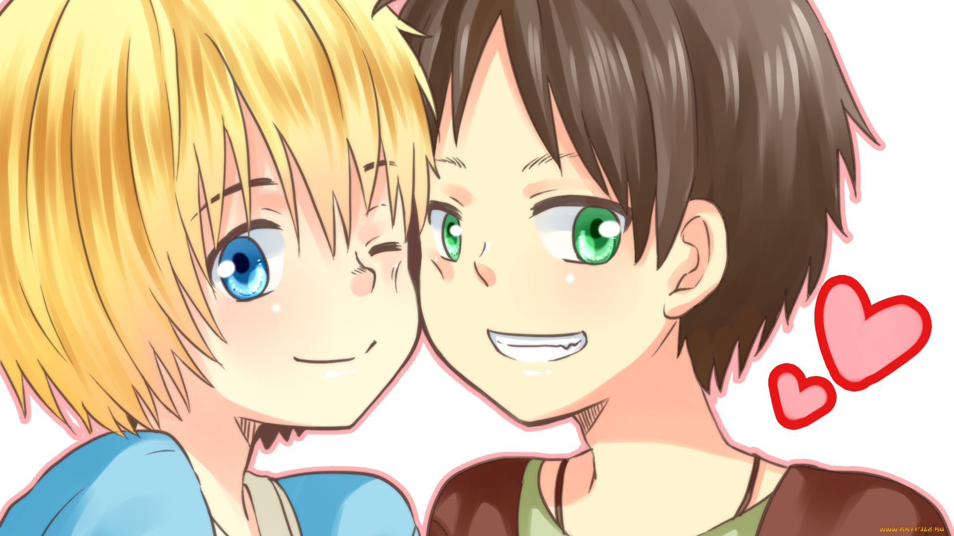 аниме, shingeki, no, kyojin, дети, эрен, армин