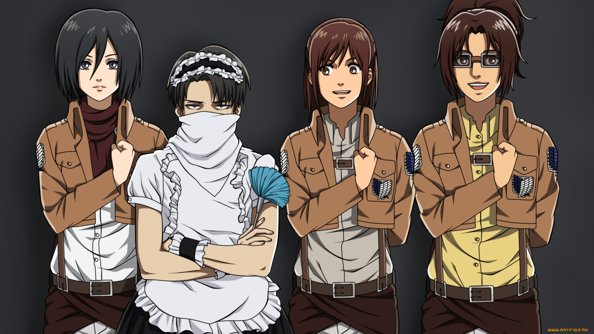 аниме, shingeki, no, kyojin, девушки, леви