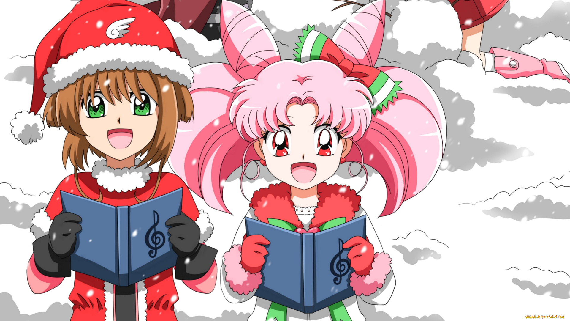 аниме, unknown, , другое, девочка, снег, мальчик