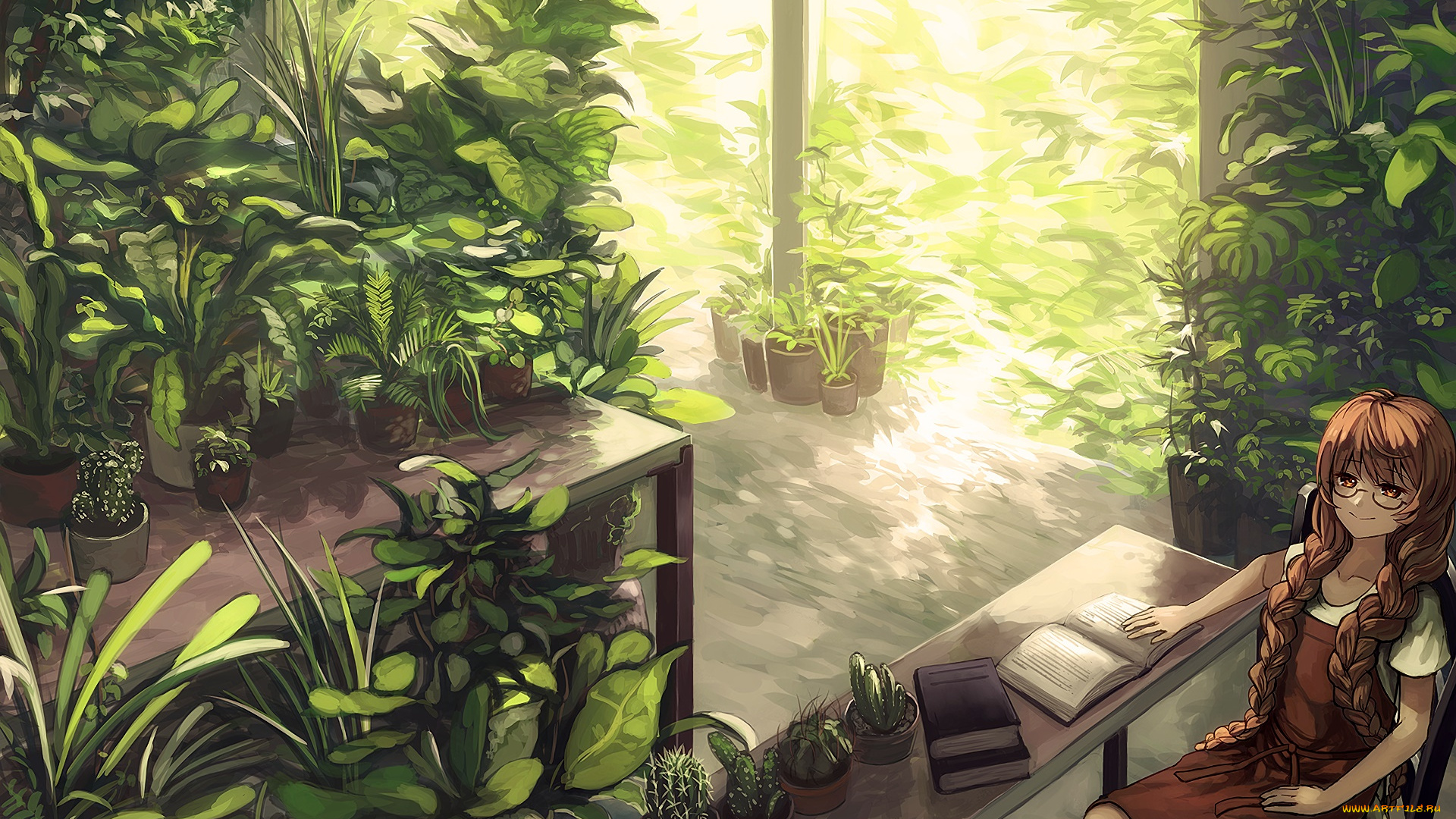 аниме, unknown, , другое, девушка, взгляд, фон