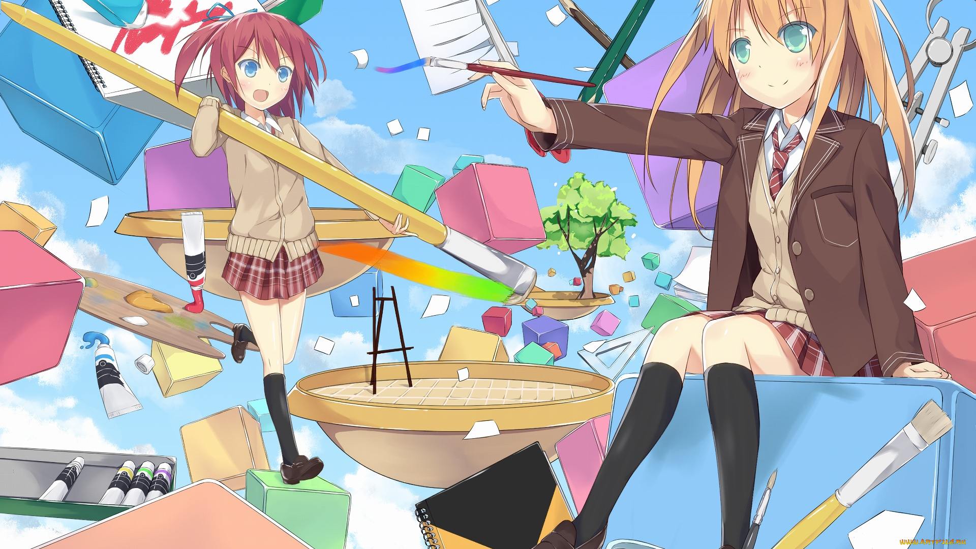 аниме, unknown, , другое, девушка, взгляд, фон