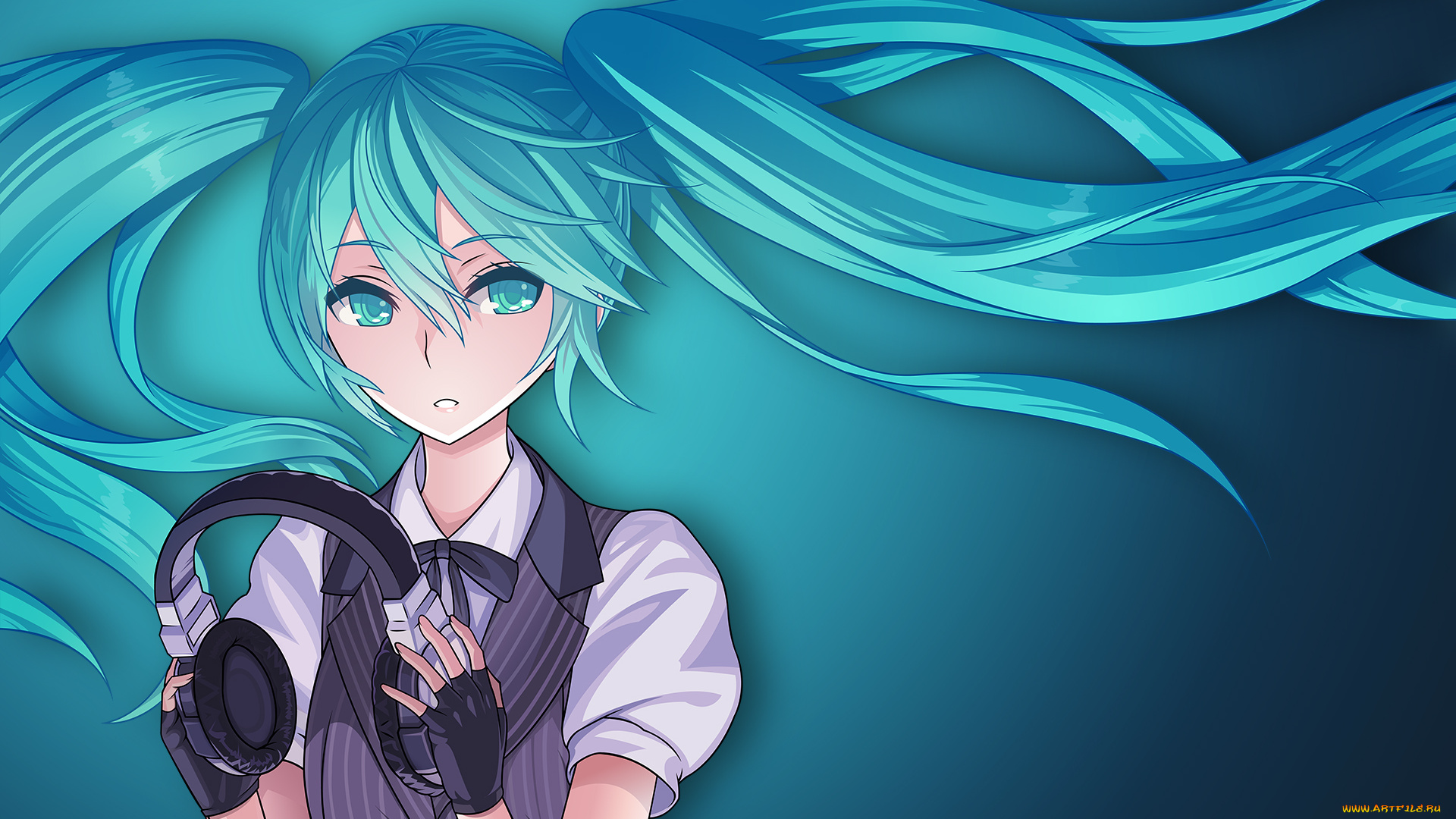 аниме, vocaloid, фон, взгляд, девушка