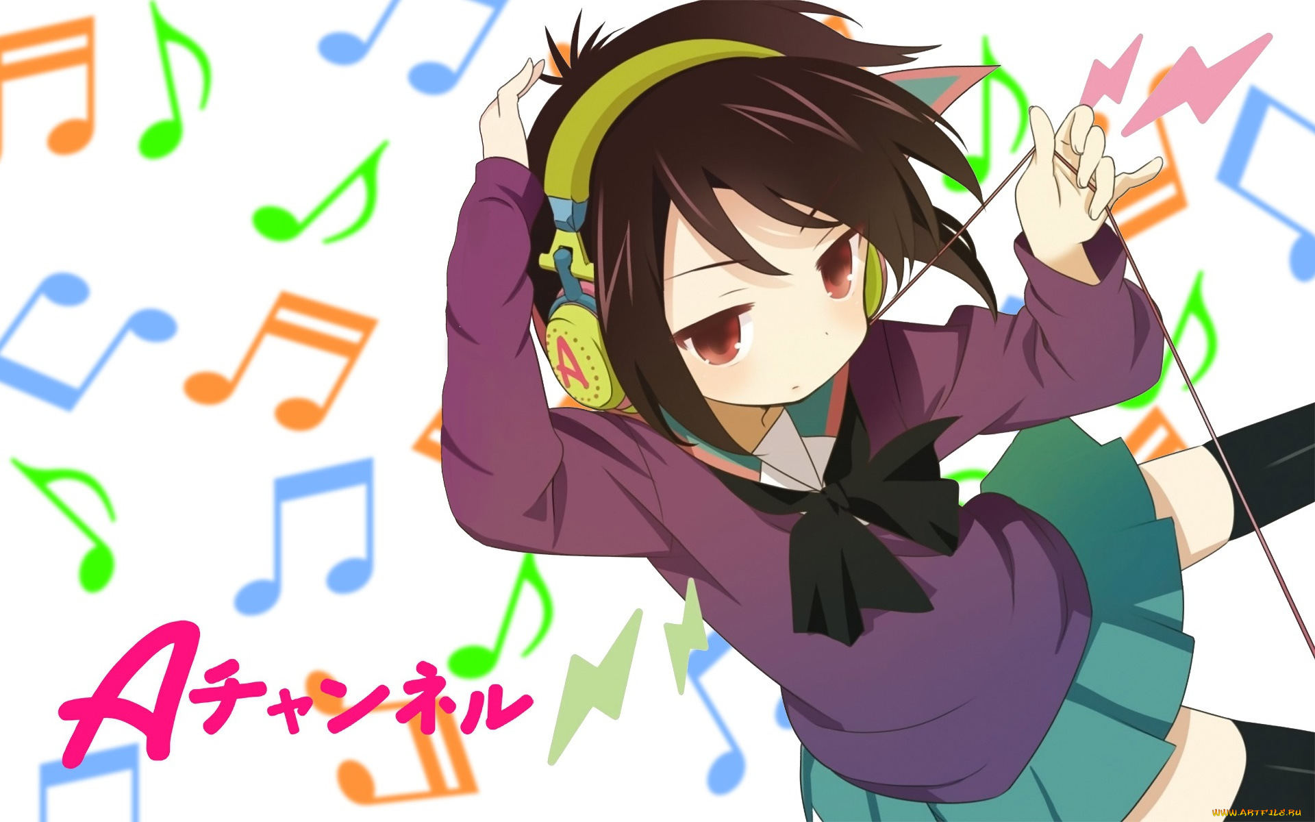 аниме, a, channel, девушка, взгляд, фон