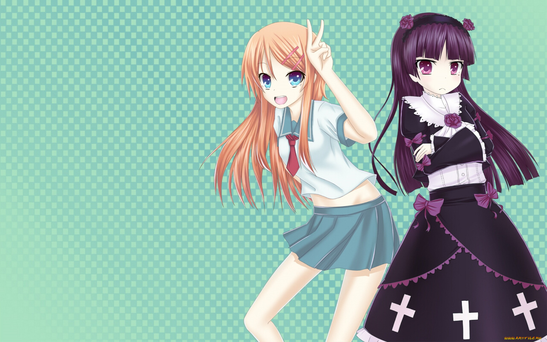 аниме, oreimo, девушки, фон, взгляд