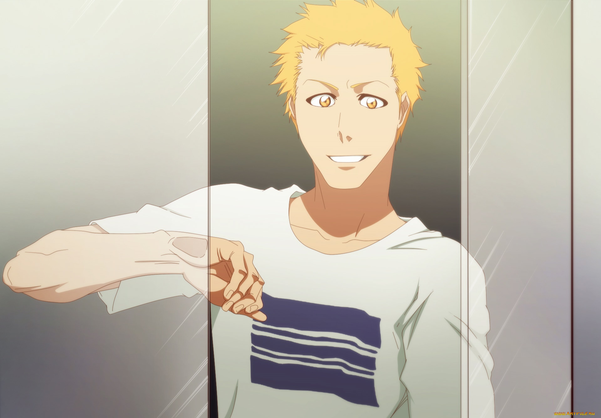 аниме, bleach, парень, взгляд, фон