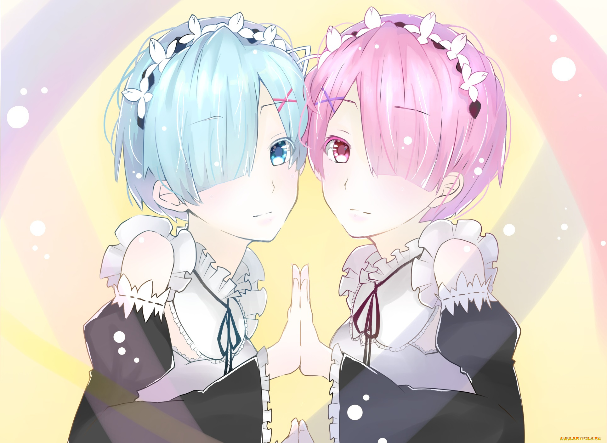 аниме, re, , zero, kara, hajimeru, isekai, seikatsu, рем, рам