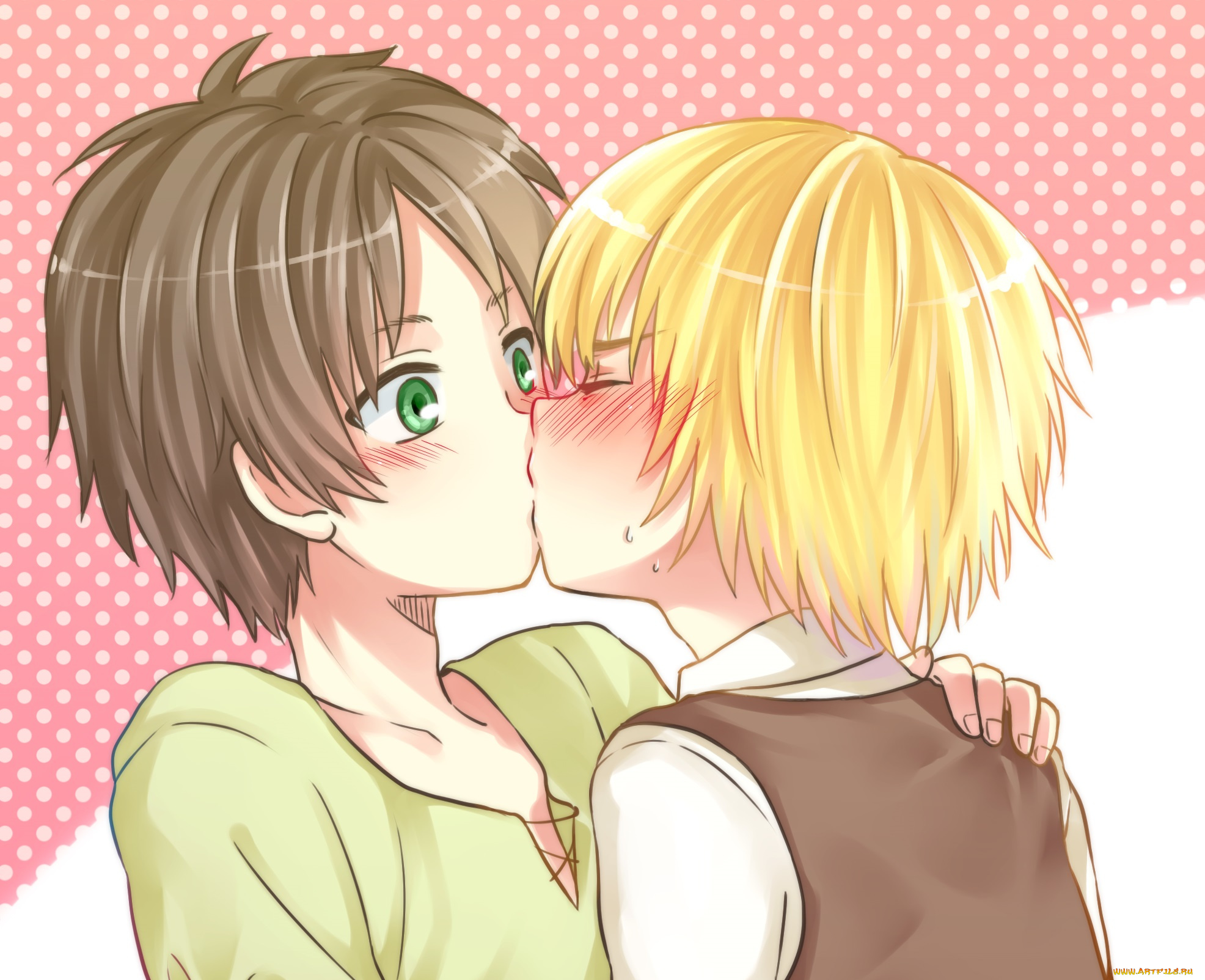 аниме, shingeki, no, kyojin, дети, армин, эрен