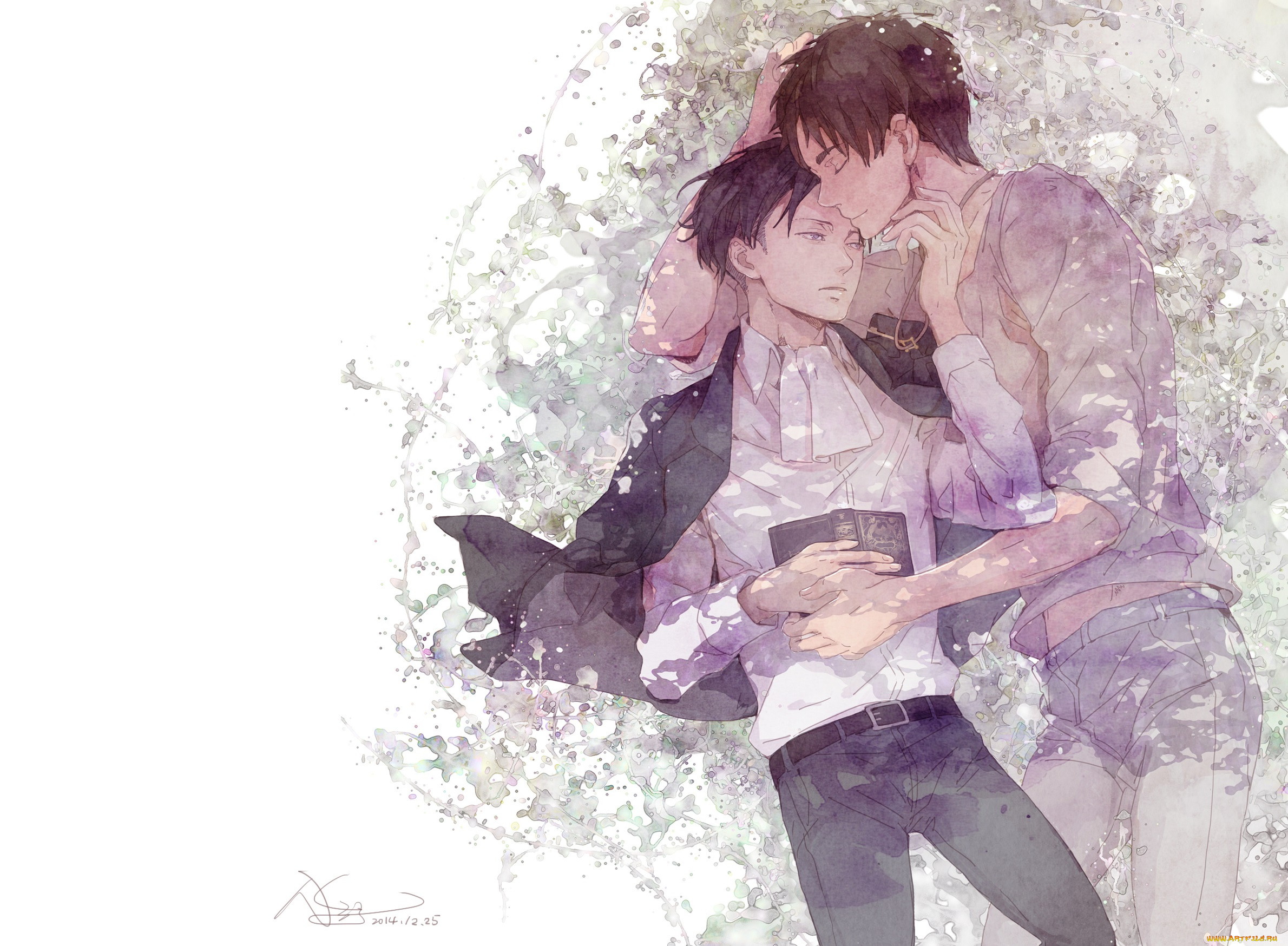 аниме, shingeki, no, kyojin, эрен, леви