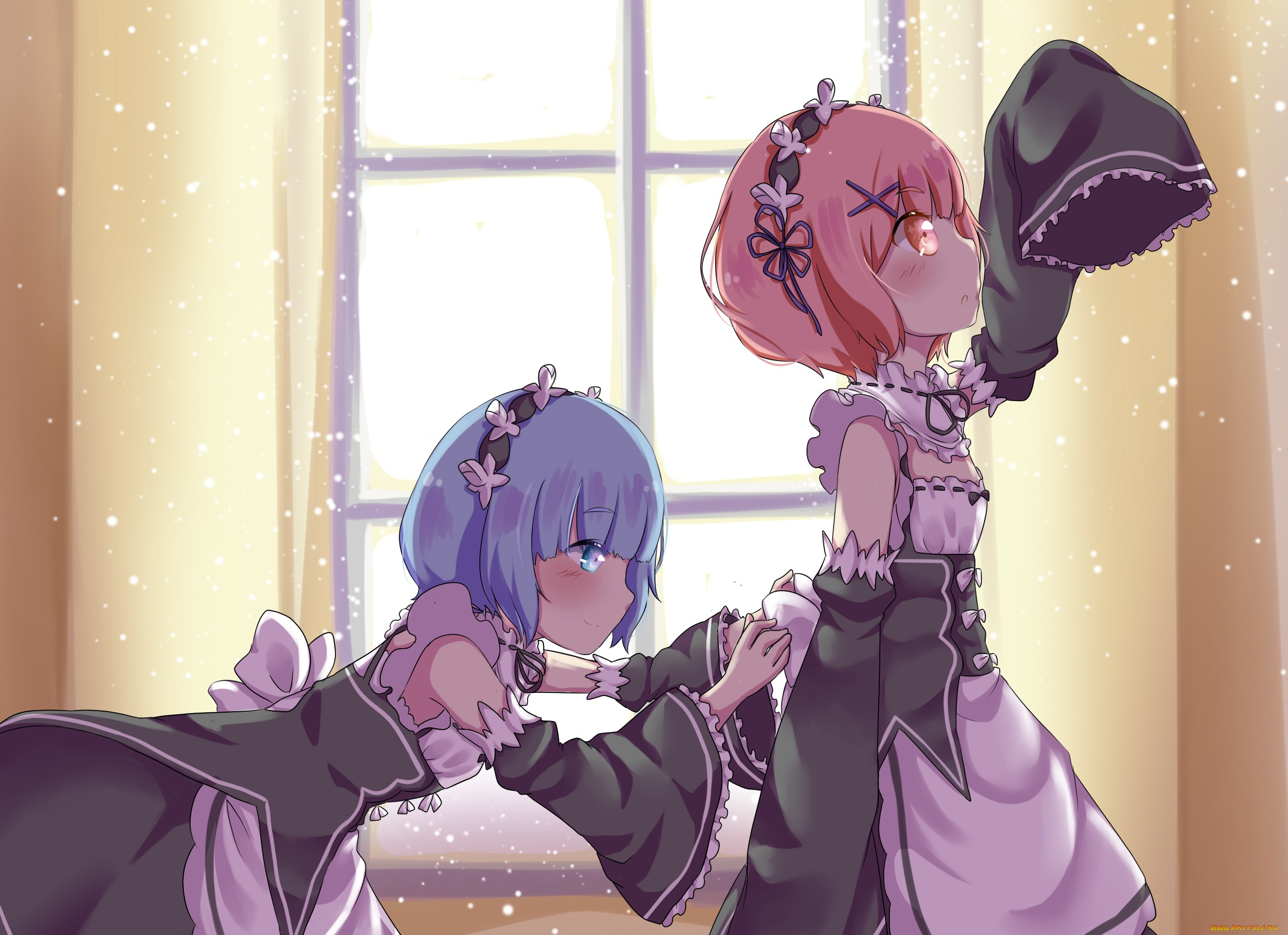 аниме, re, , zero, kara, hajimeru, isekai, seikatsu, рем, рам