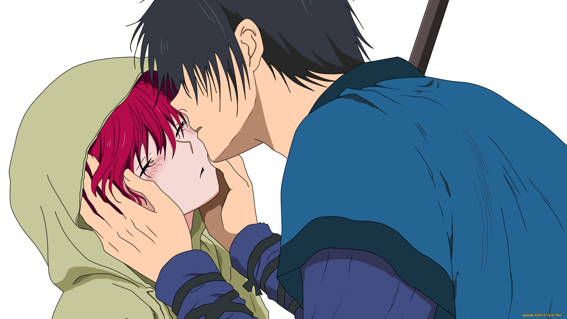 аниме, akatsuki, no, yona, поцелуй