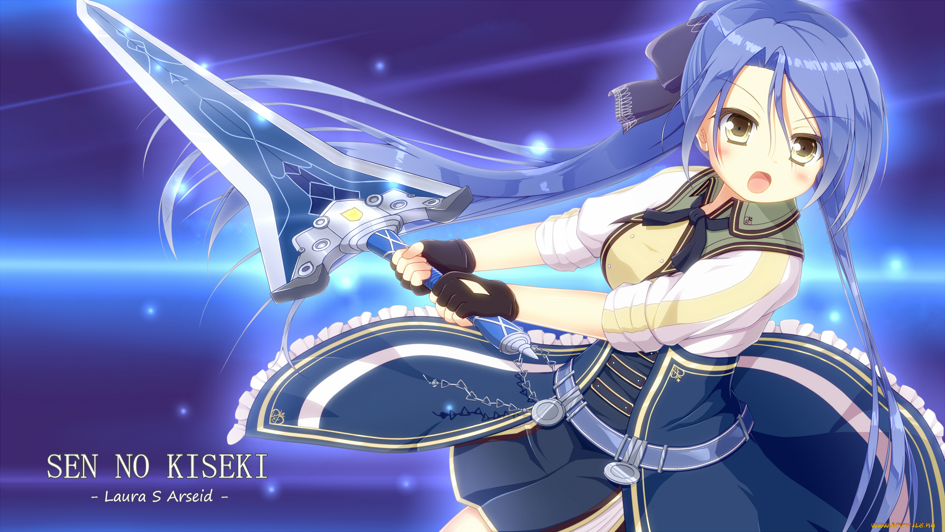 аниме, eiyuu, densetsu, , sora, no, kiseki, девушка, взгляд, фон