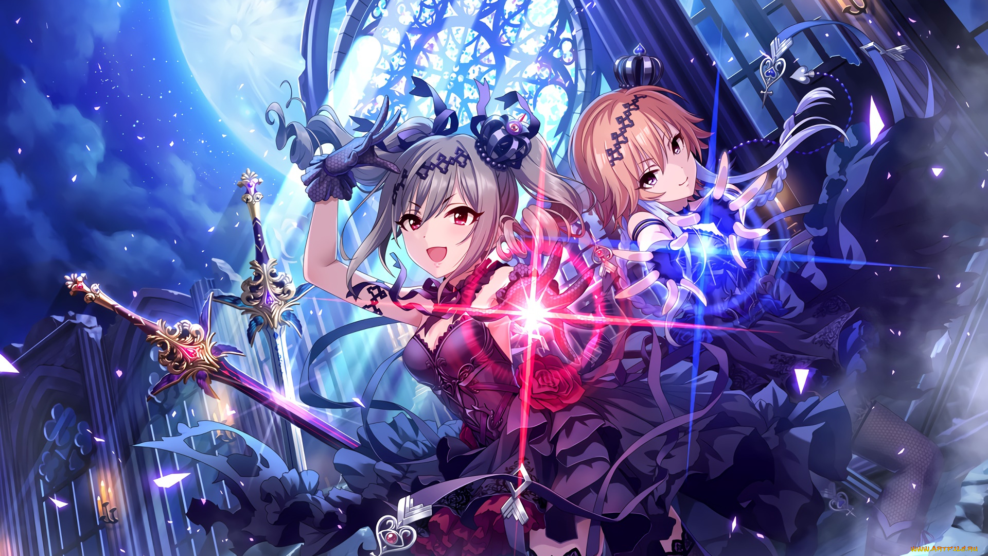 аниме, idolm@ster, девушки, взгляд, фон