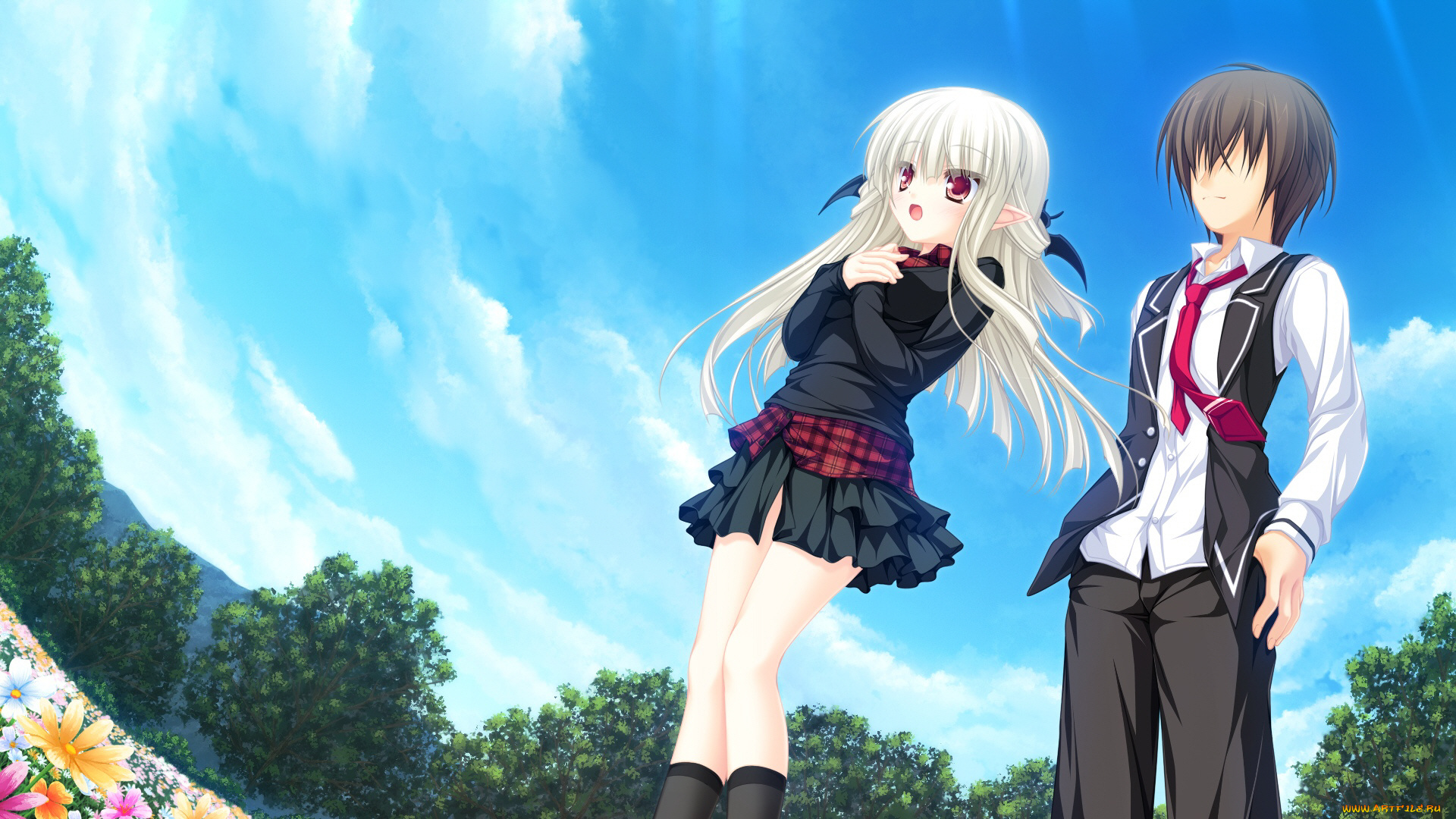 аниме, lunaris, filia, двое