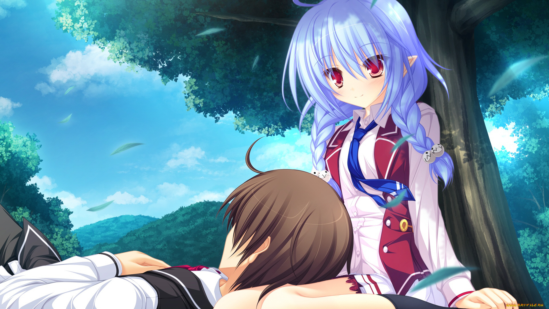 аниме, lunaris, filia, двое