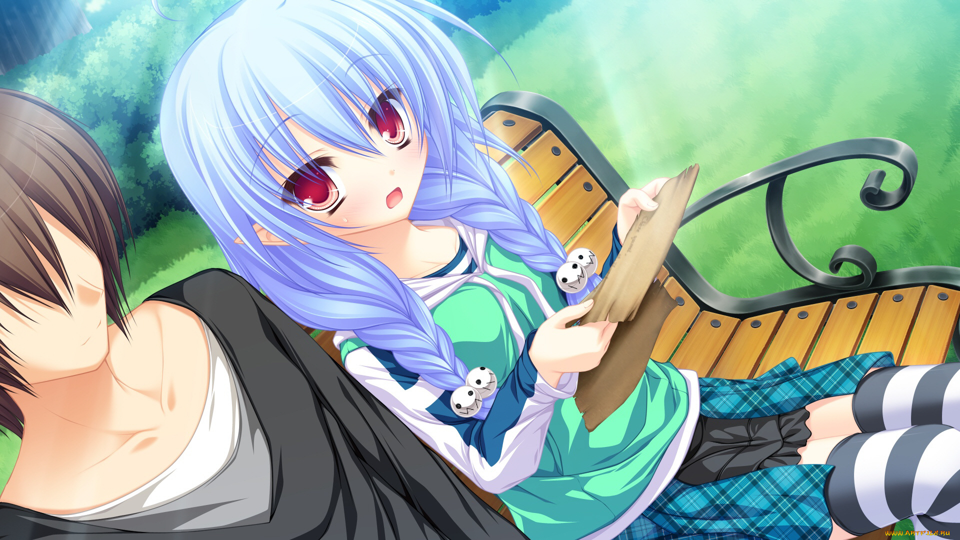 аниме, lunaris, filia, двое