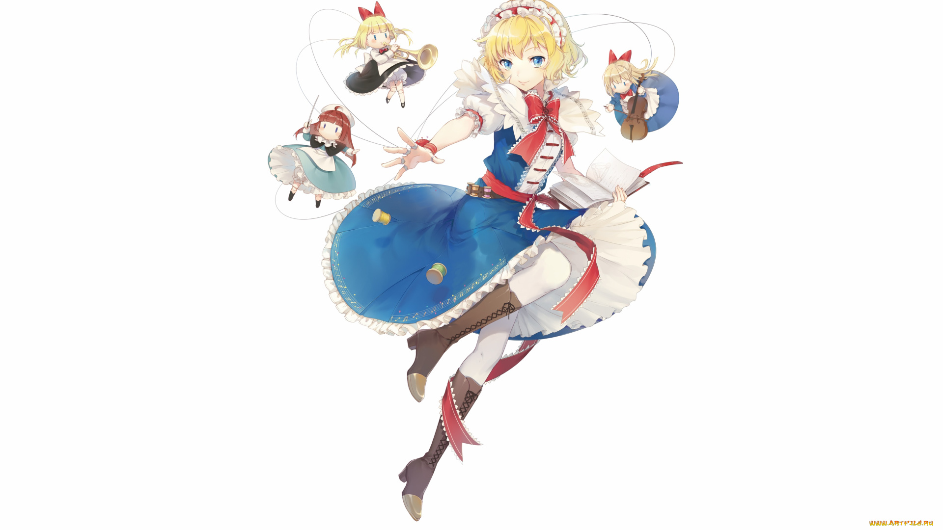 аниме, touhou, девушка, взгляд, фон