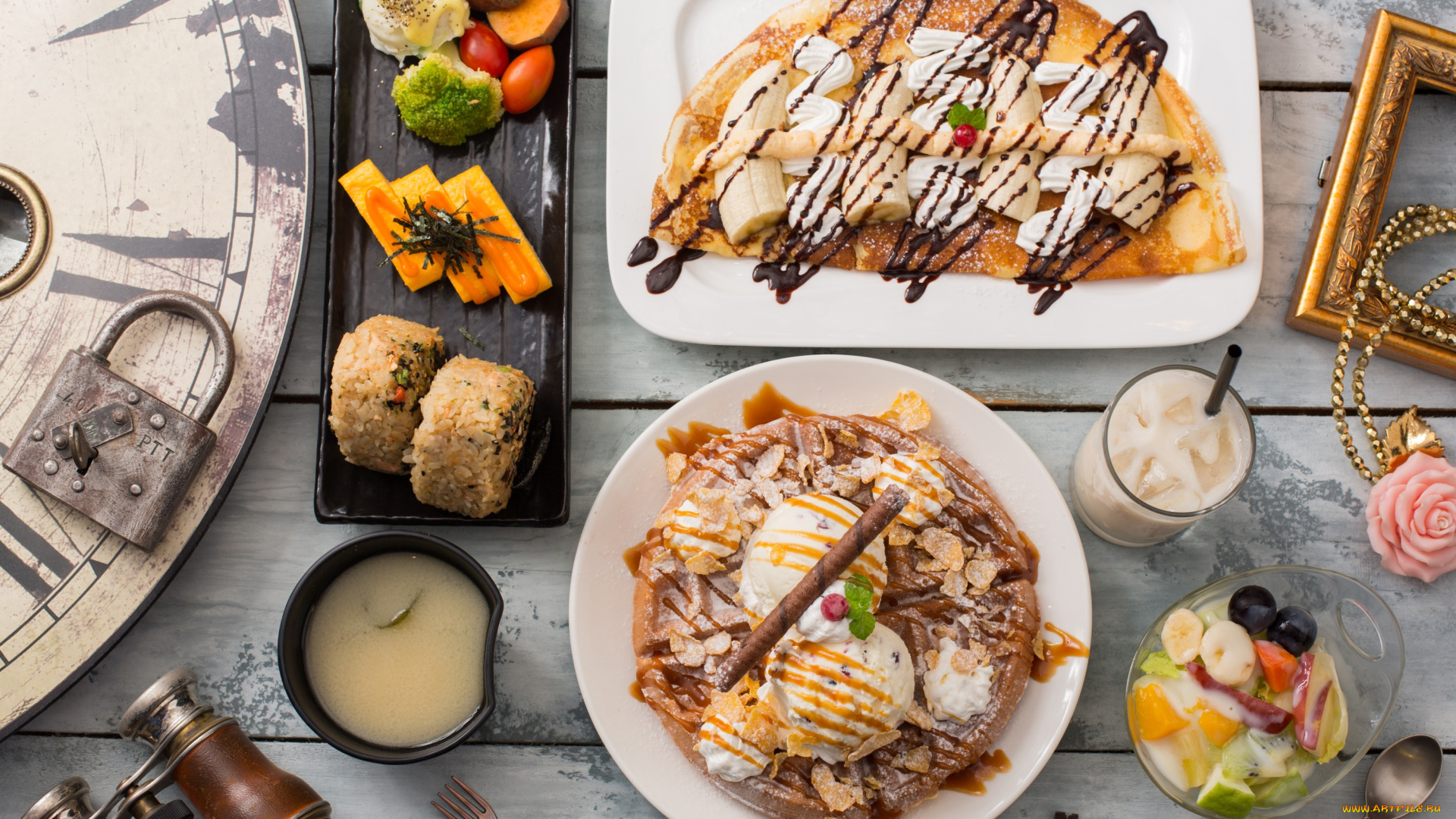 еда, мороженое, , десерты, шоколад, фрукты, блины, десерт