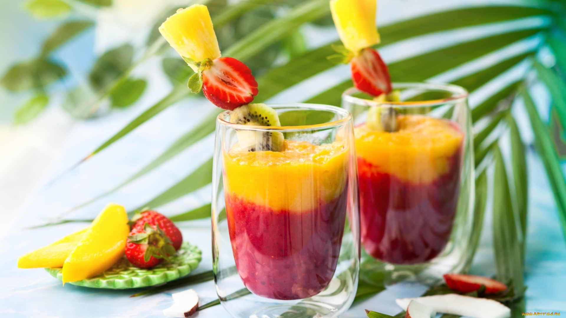 еда, мороженое, , десерты, смузи, манго, клубника