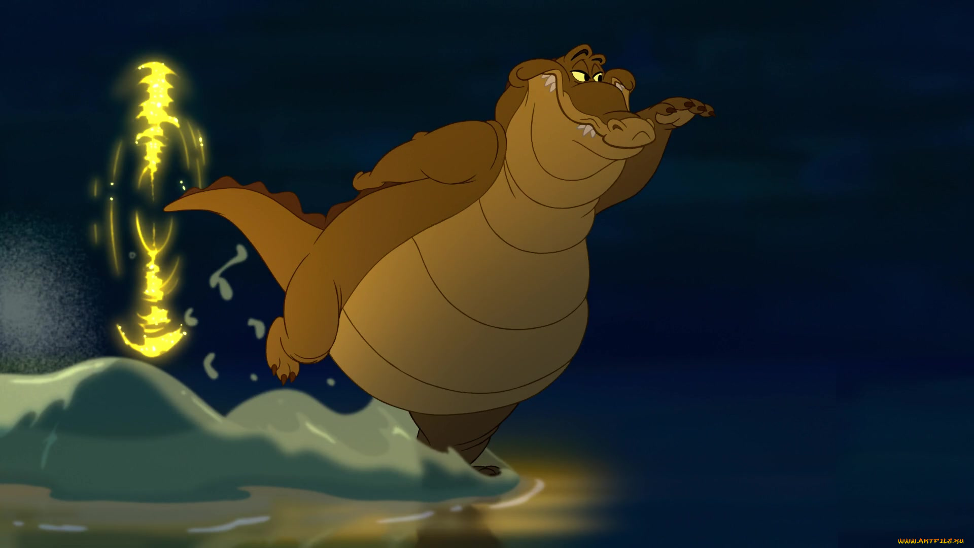 мультфильмы, the, princess, and, the, frog, крокодил, водоем, волна