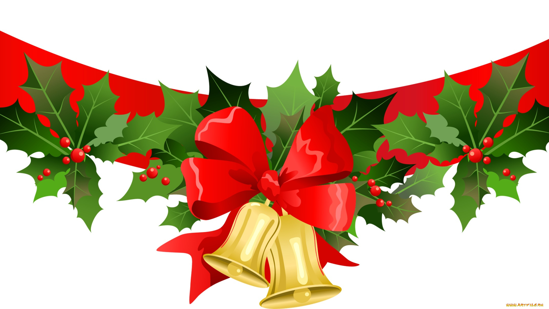 праздничные, векторная, графика, , новый, год, колокольчик, бантик, фон, листья
