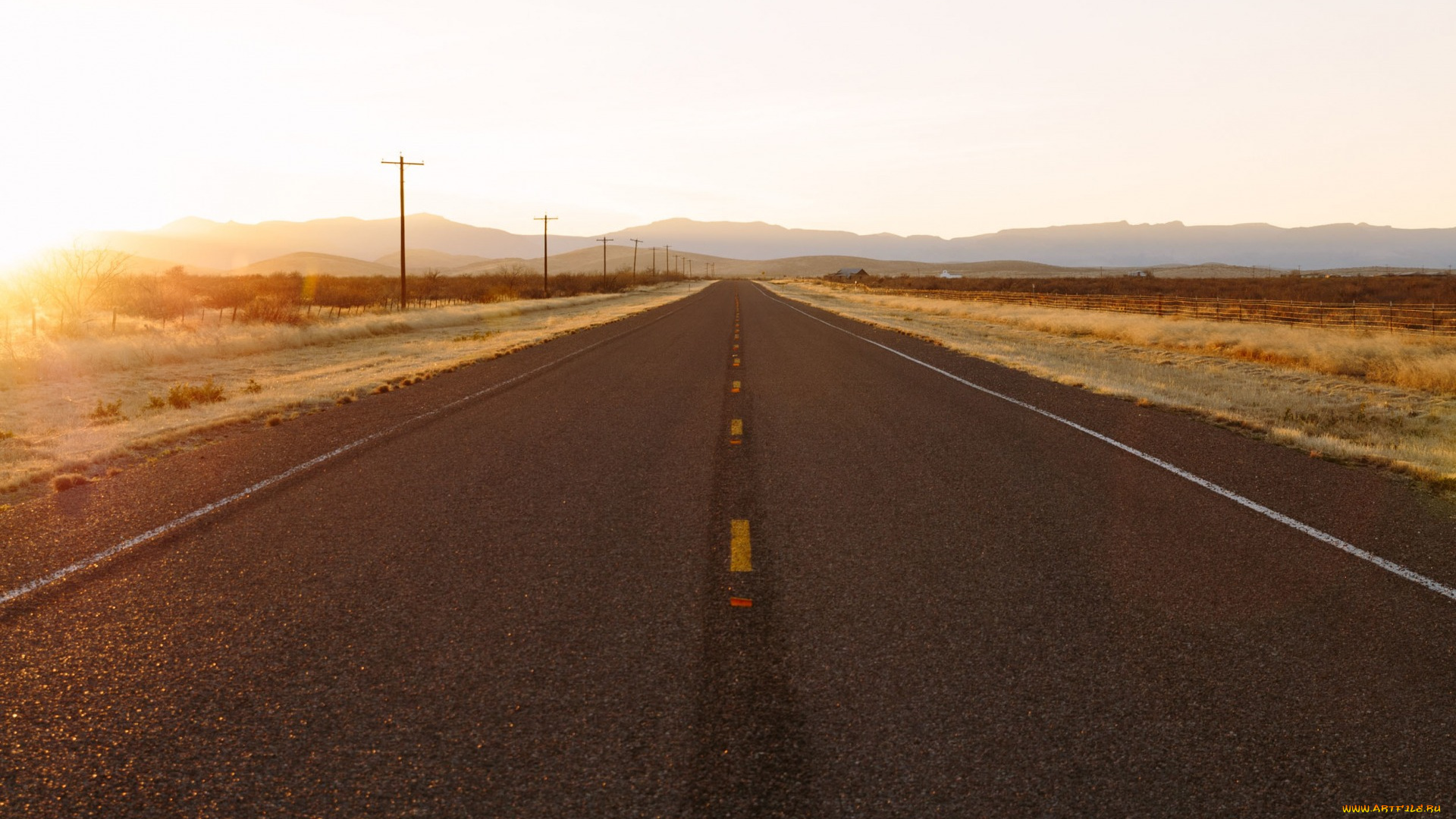 природа, дороги, дорога, небо, закат, горы, горизонт, линия, электропередачи