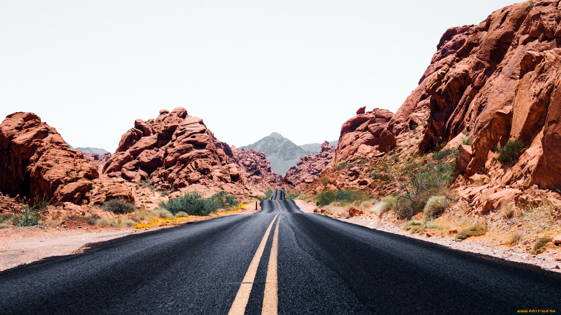 природа, дороги, шоссе, скалы, разметка