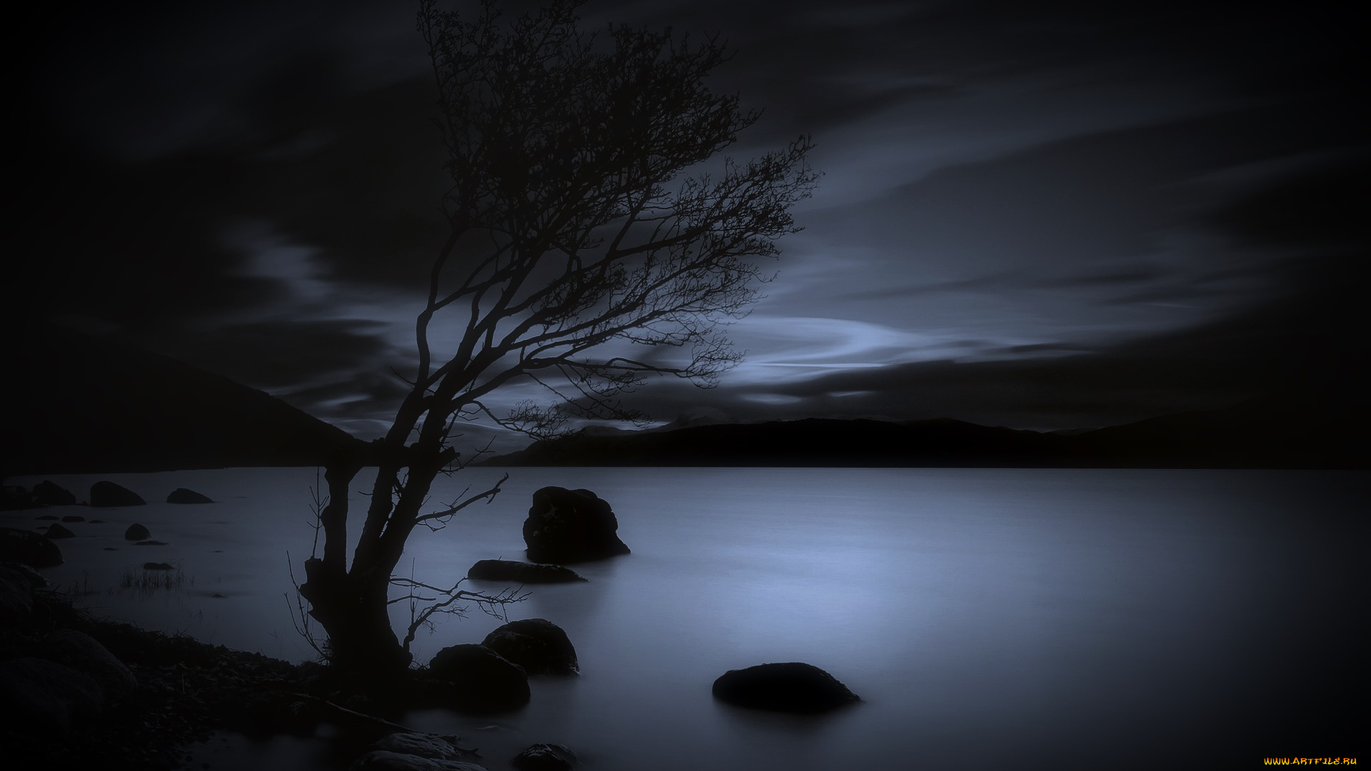 природа, реки, озера, ночь, озеро