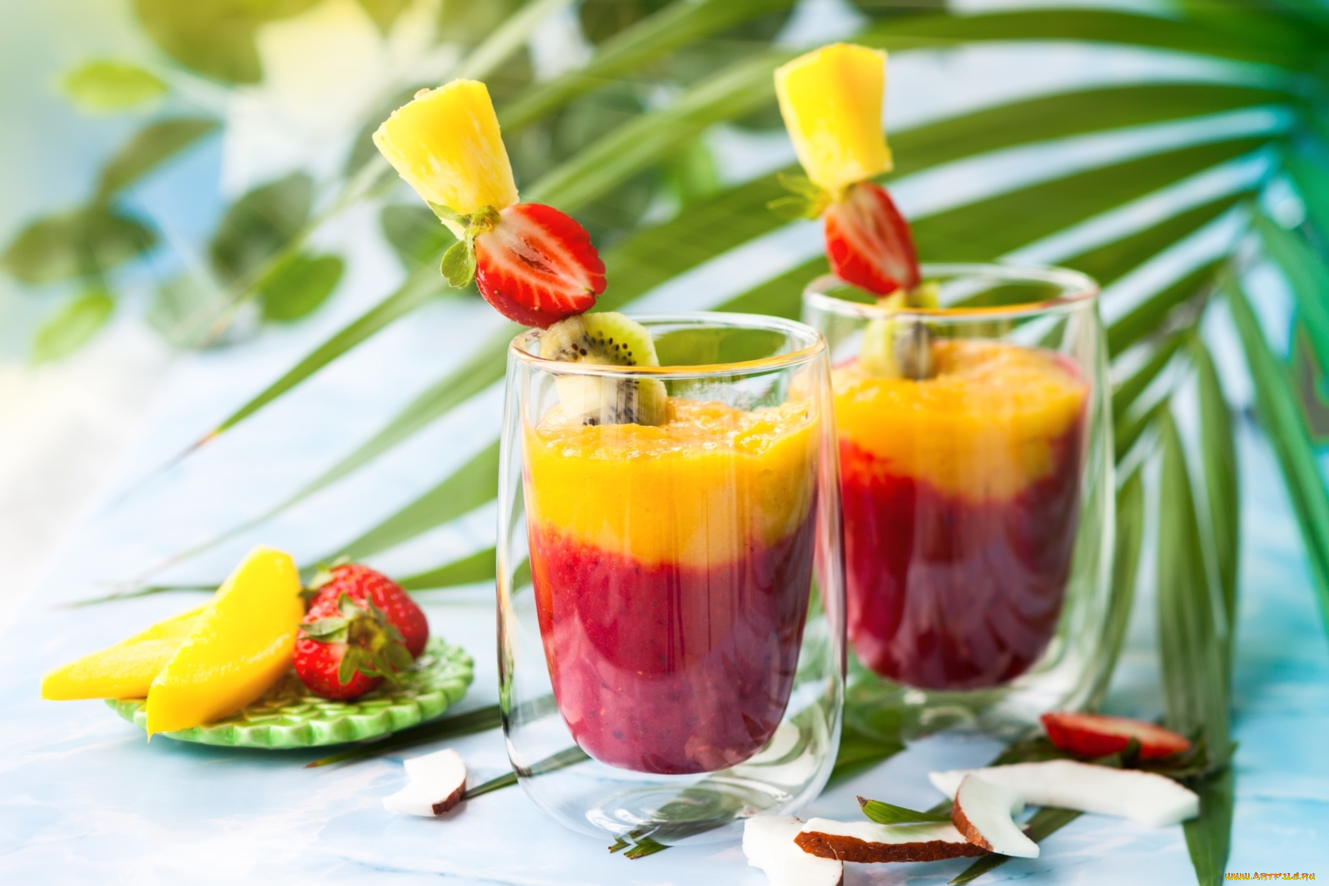 еда, мороженое, , десерты, смузи, манго, клубника