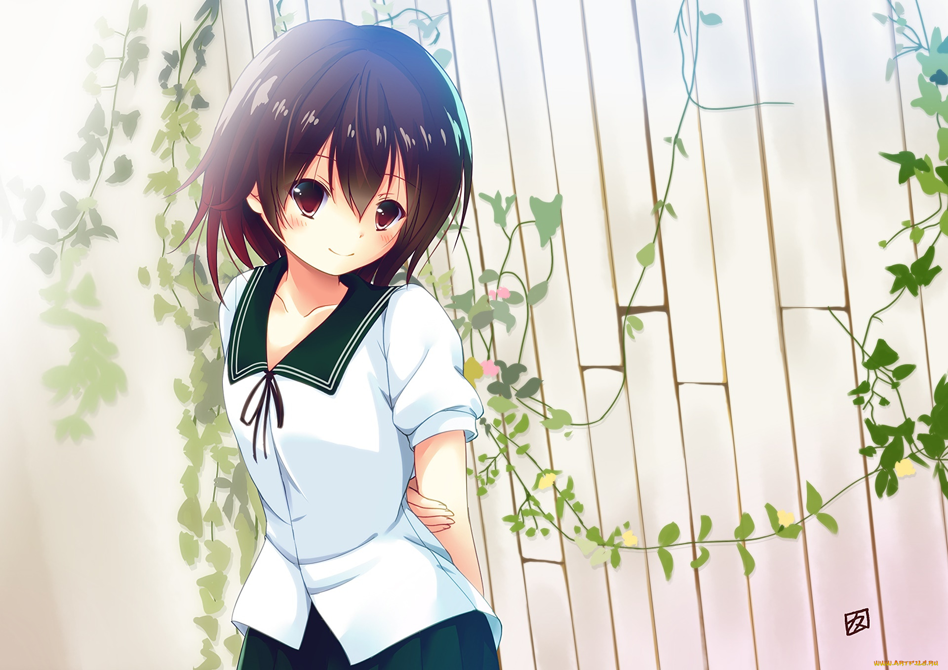 аниме, kantai, collection, девушка, взгляд, фон