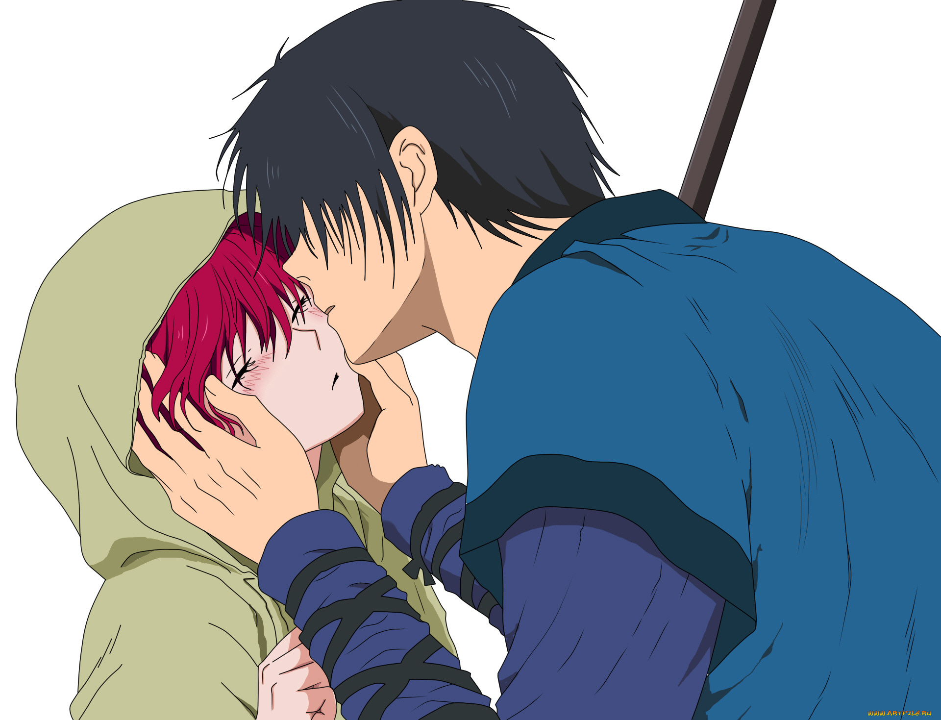 аниме, akatsuki, no, yona, поцелуй