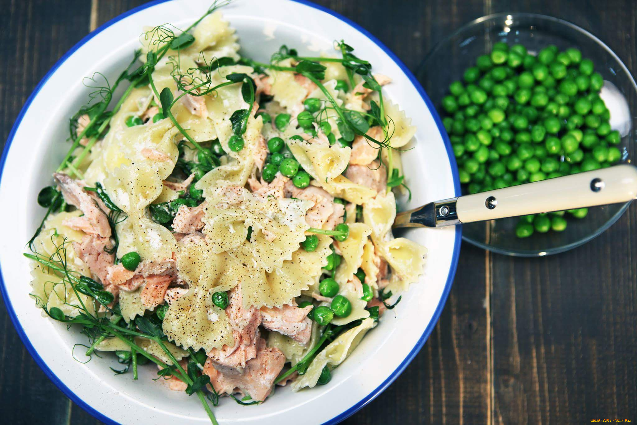 еда, макаронные, блюда, паста, горох, бантики