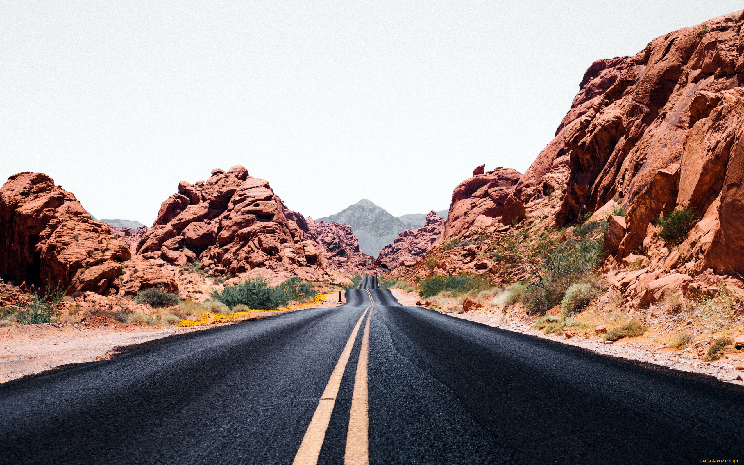 природа, дороги, шоссе, скалы, разметка