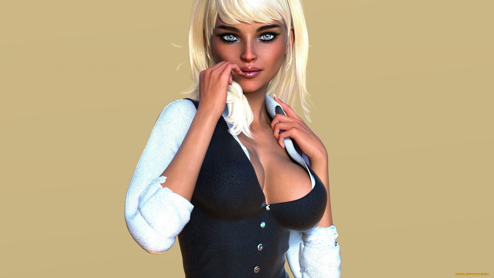 3д, графика, люди, , people, взгляд, девушка, блонди