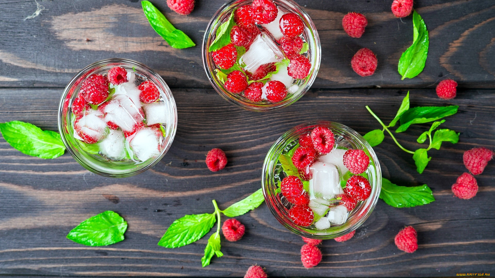 еда, напитки, мята, малина, лед