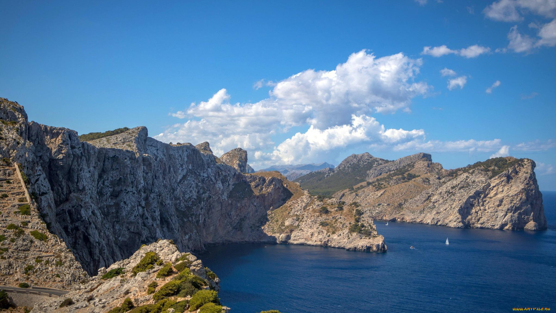 природа, побережье, небо, облака, море, скалы