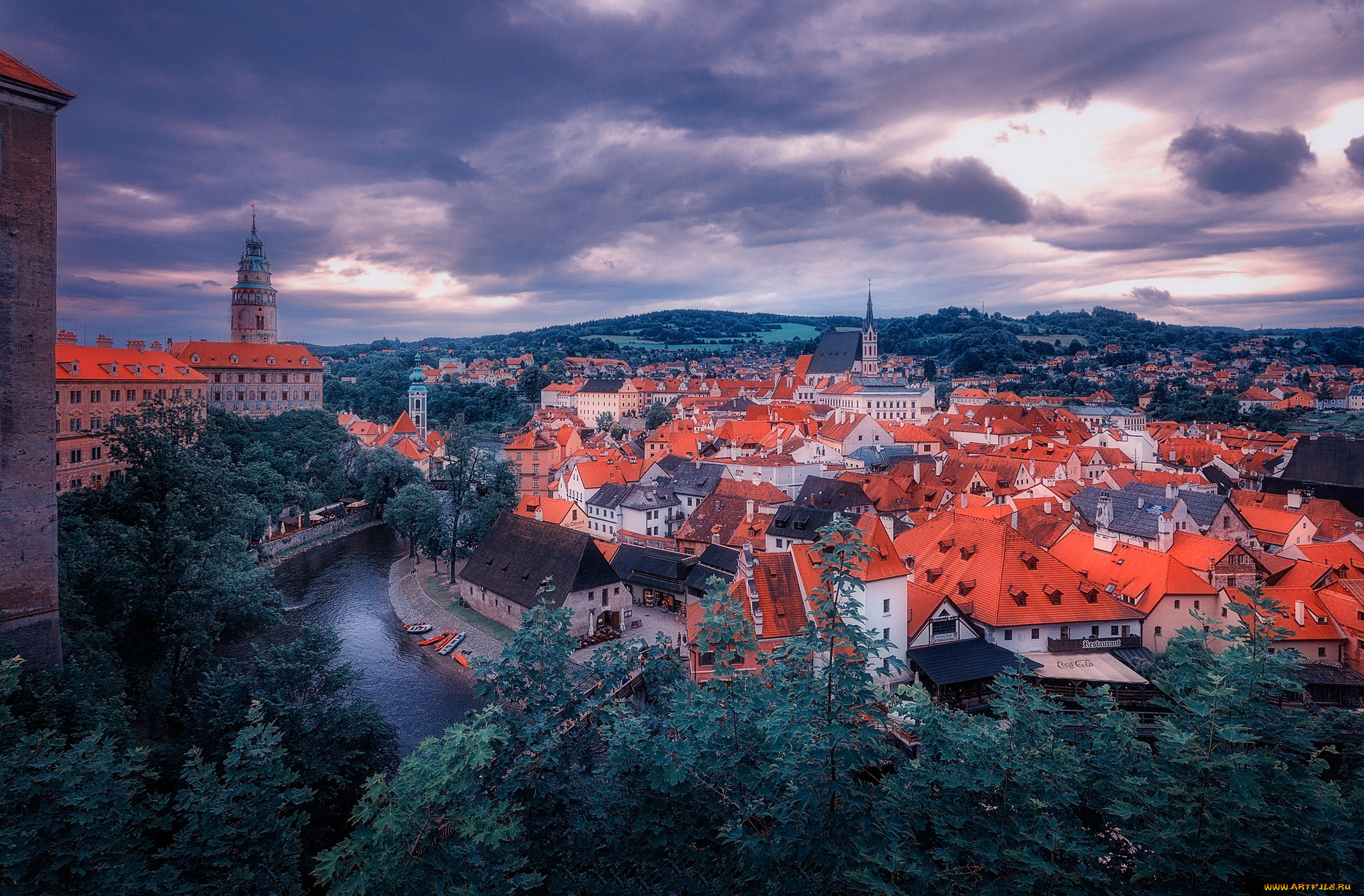 cesky, krumlov, города, -, панорамы, простор
