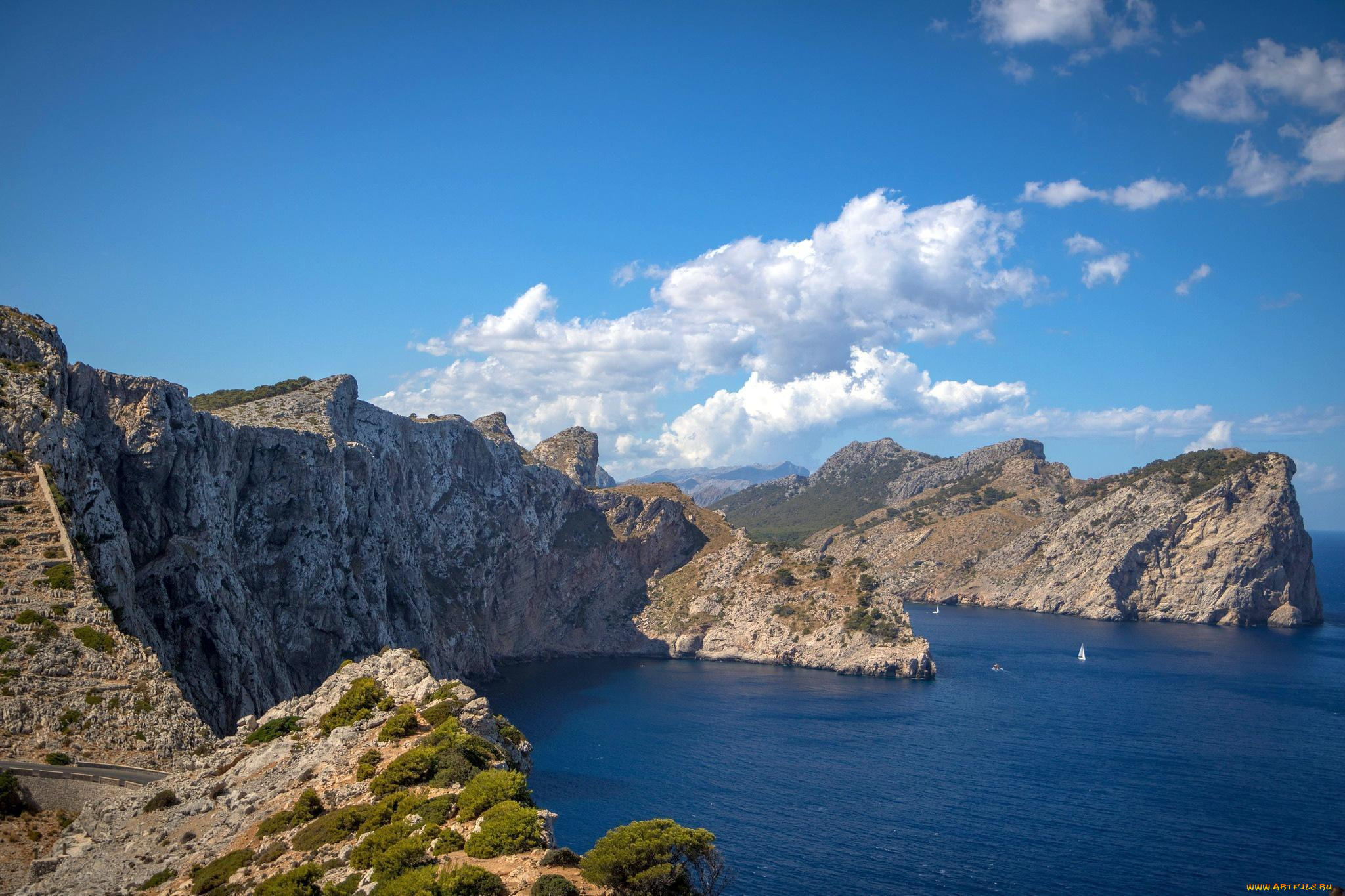 природа, побережье, небо, облака, море, скалы