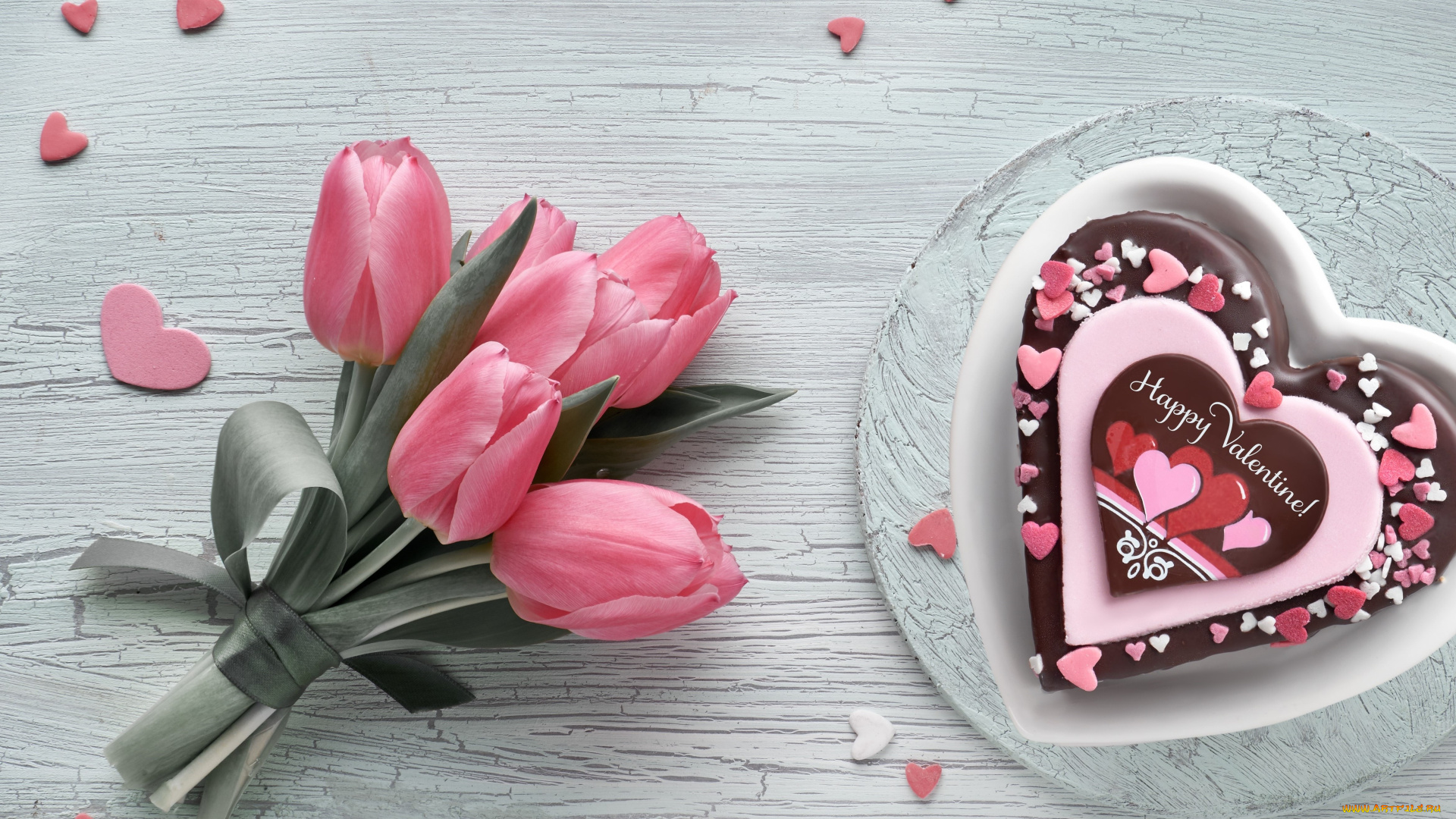 праздничные, день, святого, валентина, , сердечки, , любовь, фон, цветы