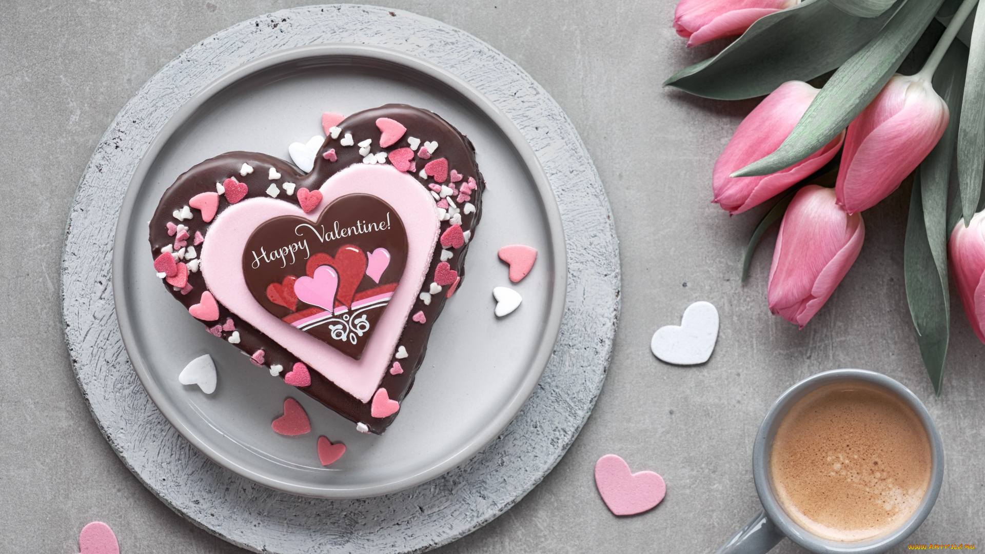 праздничные, день, святого, валентина, , сердечки, , любовь, фон, цветы