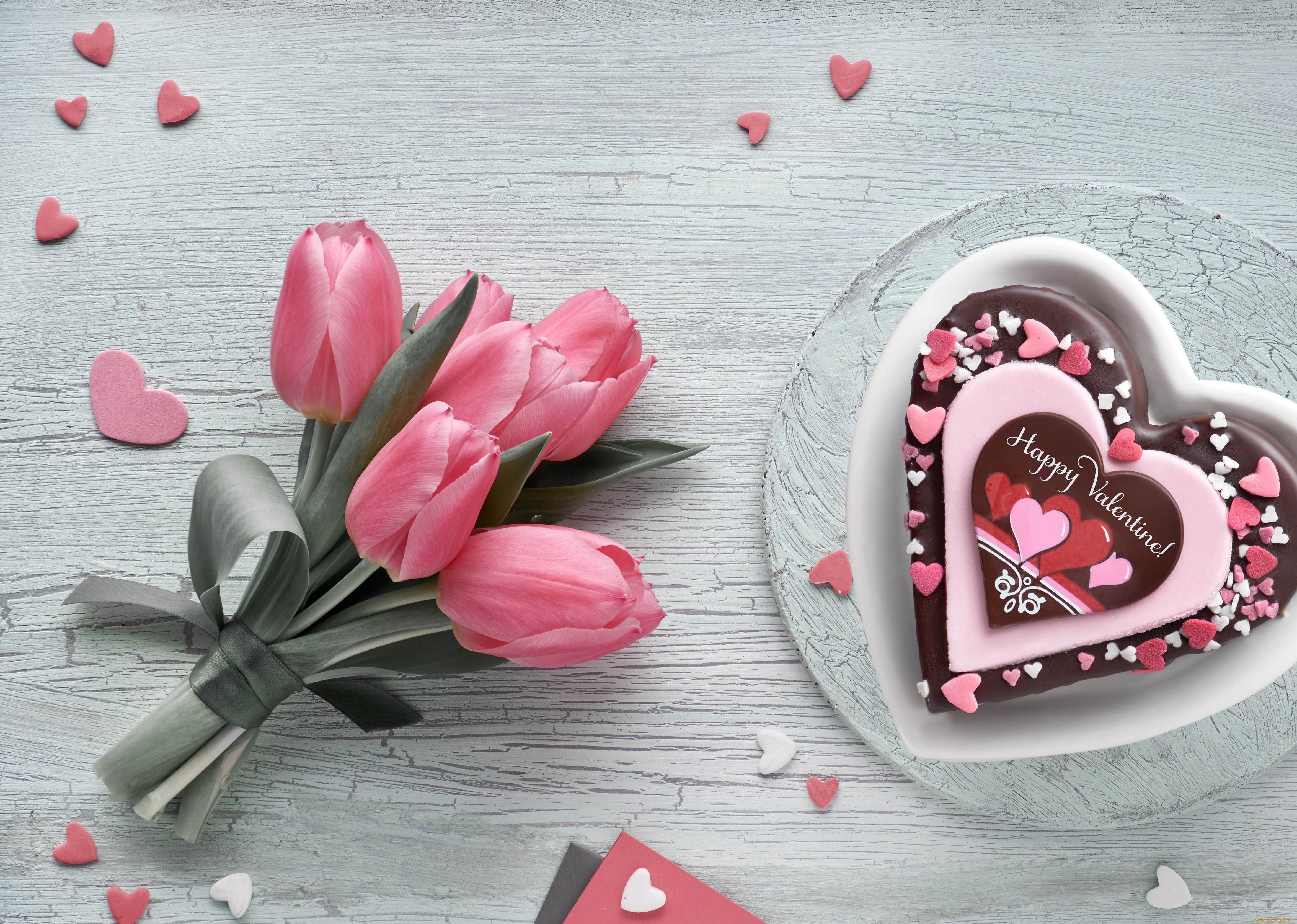 праздничные, день, святого, валентина, , сердечки, , любовь, фон, цветы