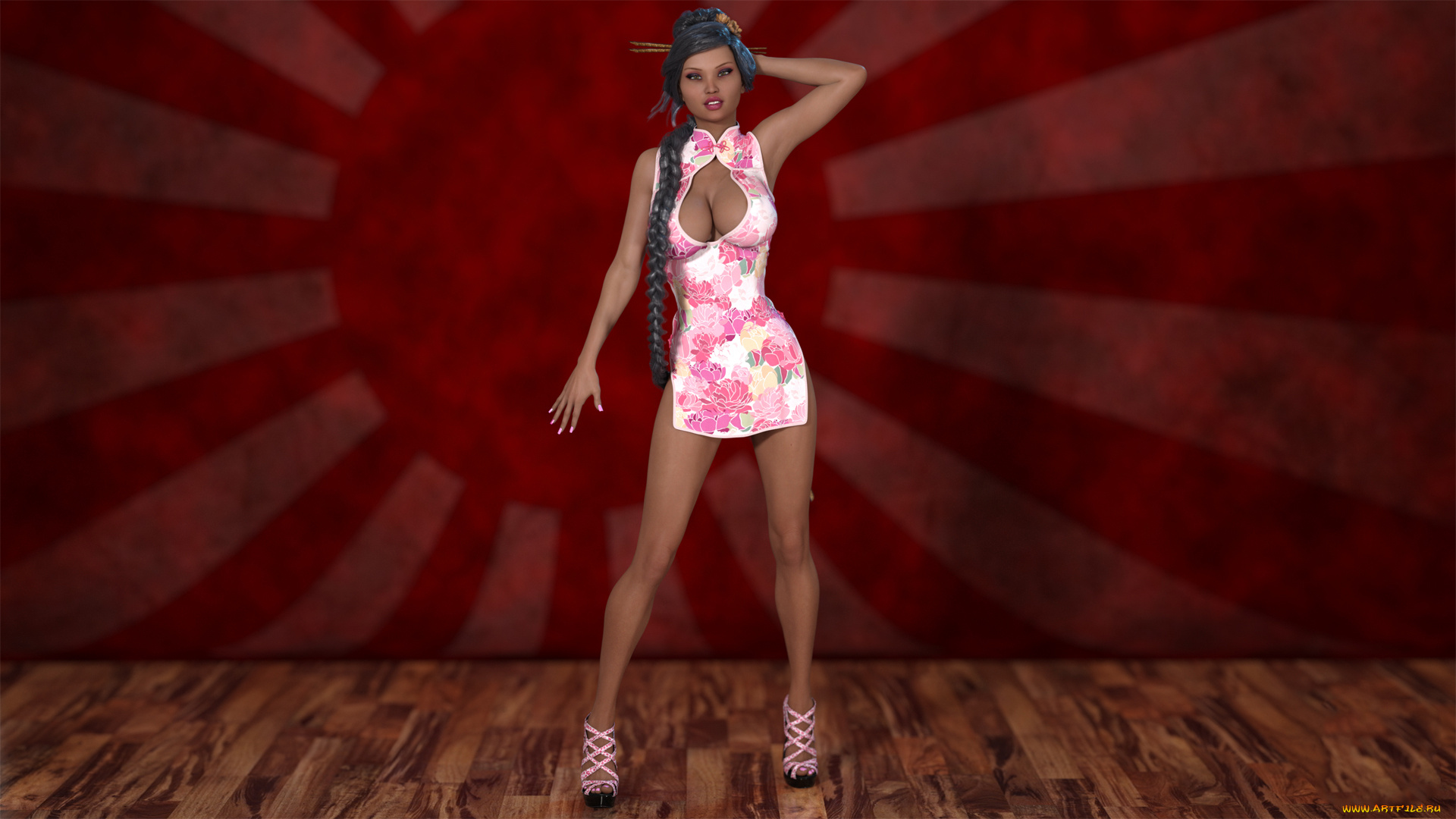 3д, графика, люди, , people, девушка, фон, взгляд, платье