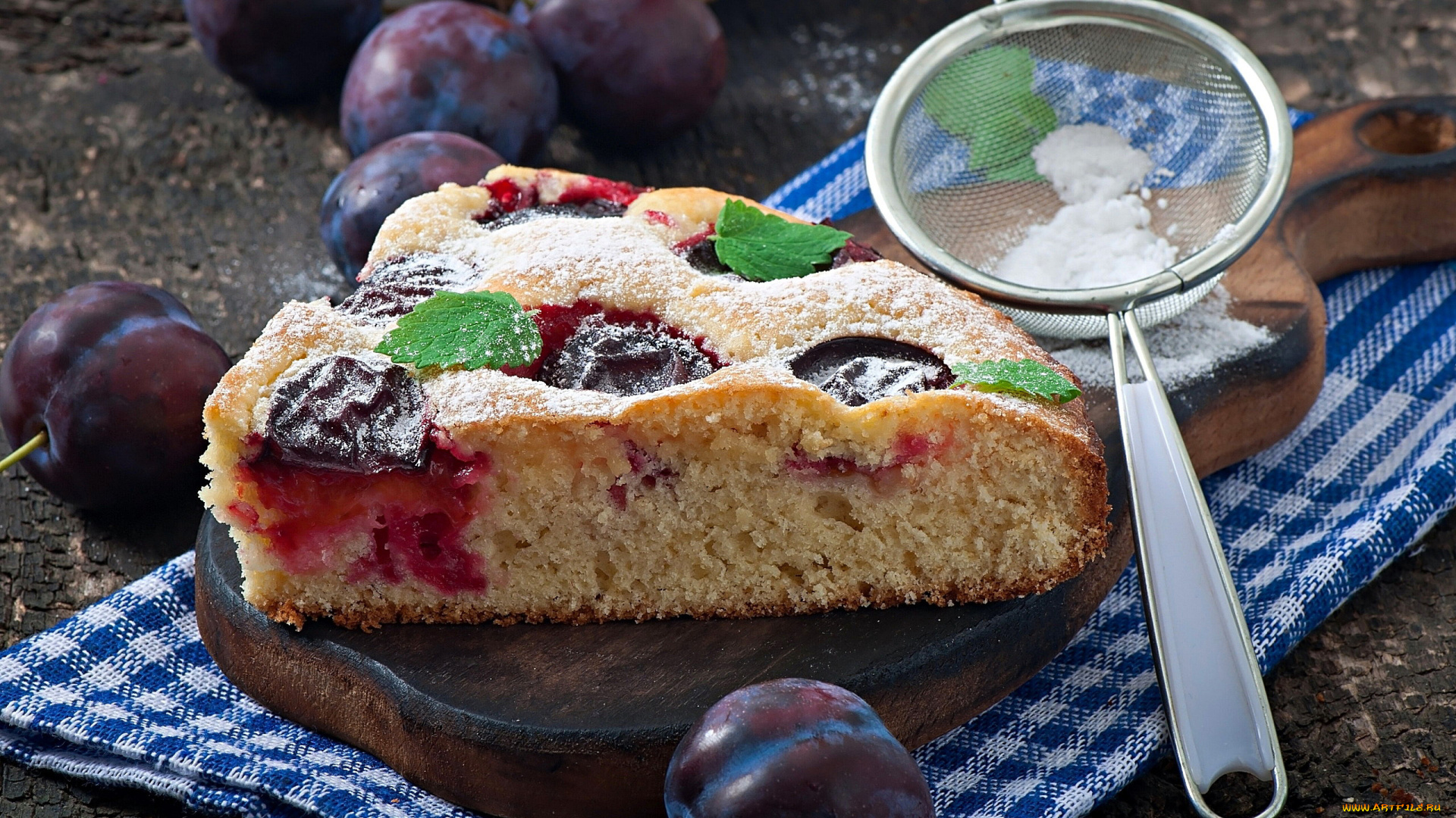 еда, пироги, сливы, пирог, сливовый