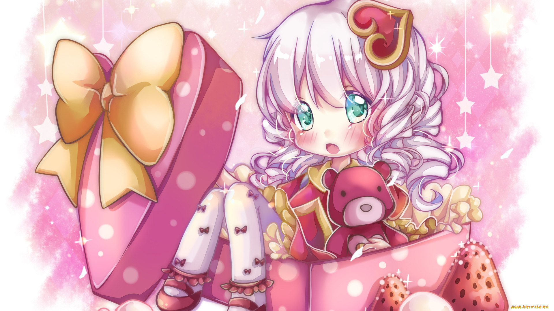 видео, игры, league, of, legends, девочка, мишка, коробка, сердечко, клубника